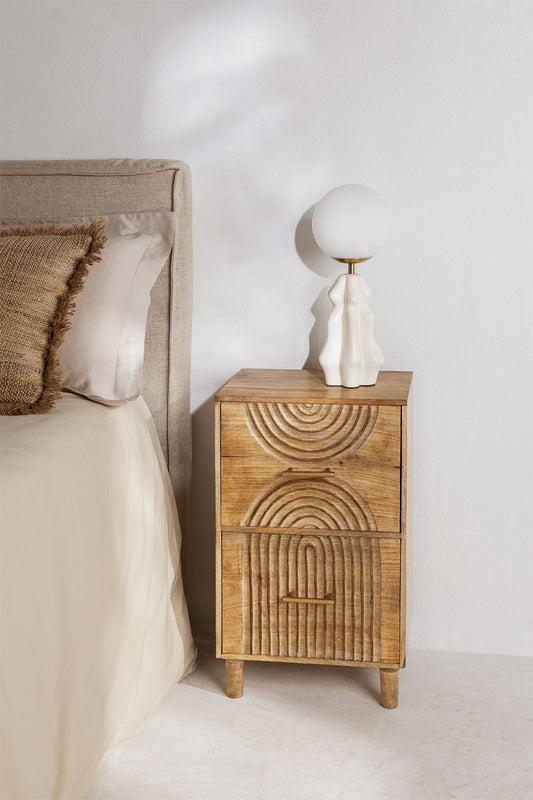 Mango Wood Bedside Table with Drawers