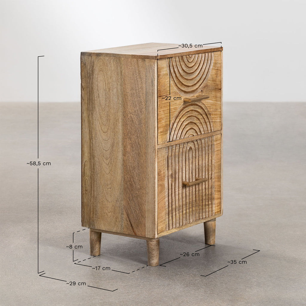 Mango Wood Bedside Table with Drawers
