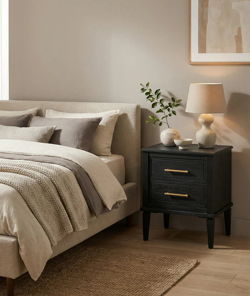 matte black fluting bedside table