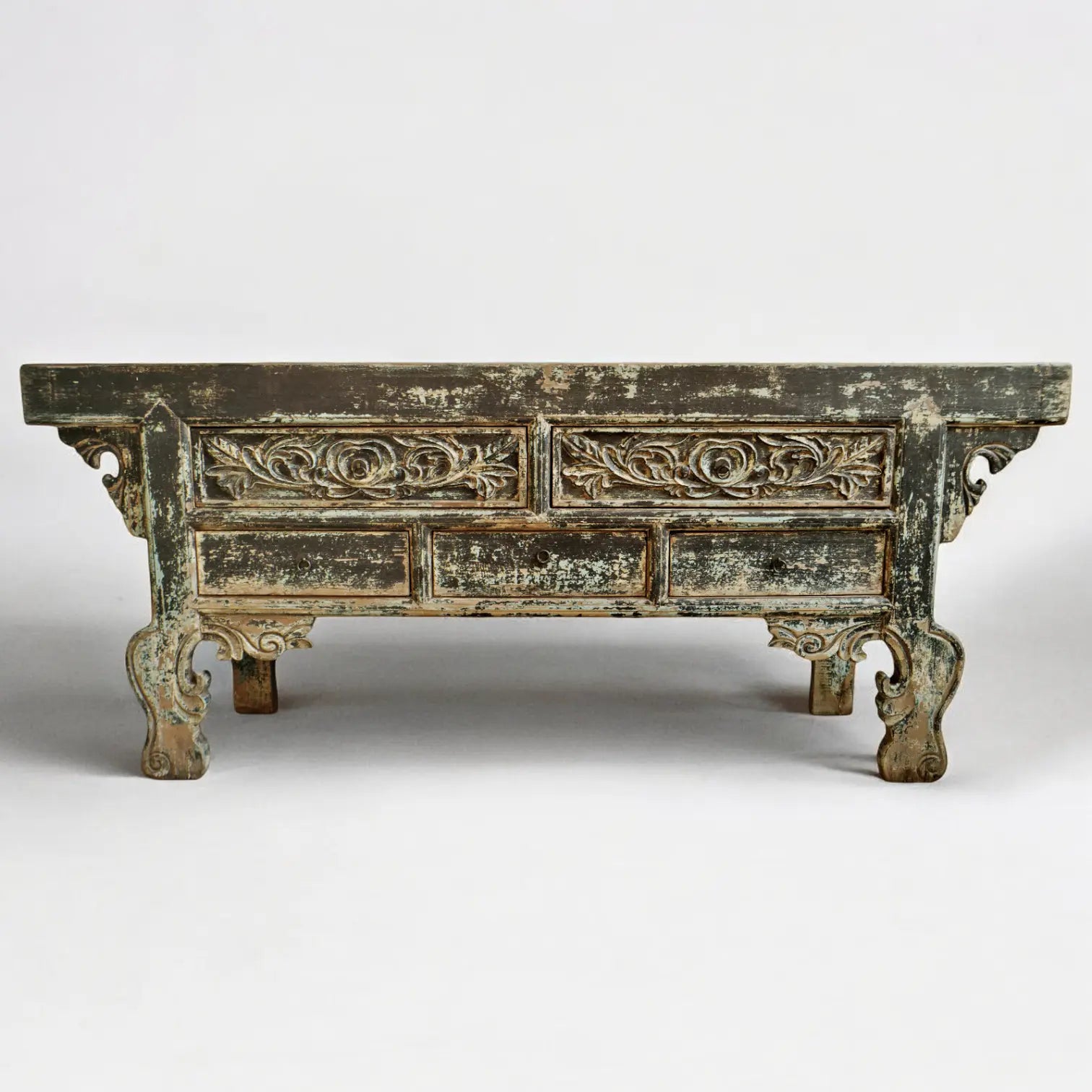 Turquoise Remnants Console Table or Sideboard With Five Drawers Sideboard  Antique Handcrafted Console Table jlhomedecor2021.myshopify.com