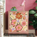Jaipur Style Hand Painted Mango Wood Cabinet | Storage | Flower Style - J.L.HOME DECOR