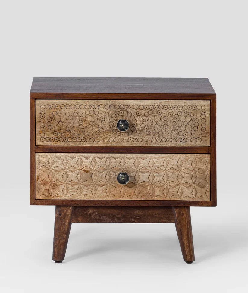 natural finish bedside handcarved