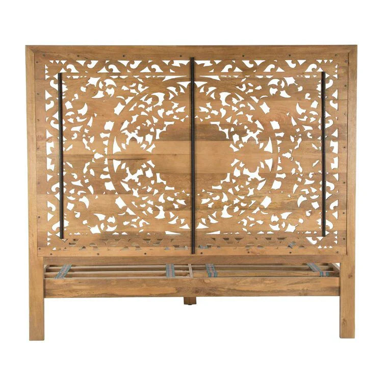 natural finish carving bed