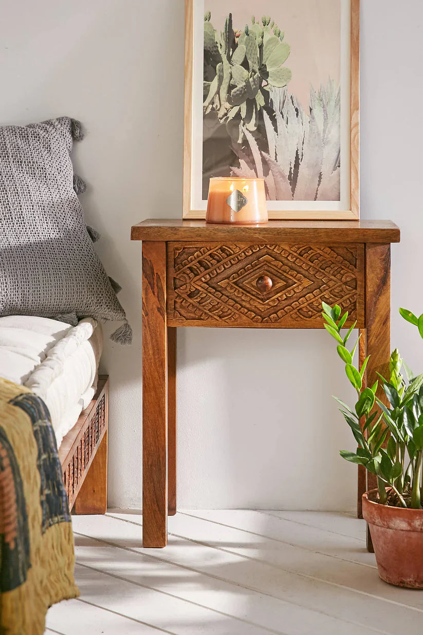  natural mango wood bedside