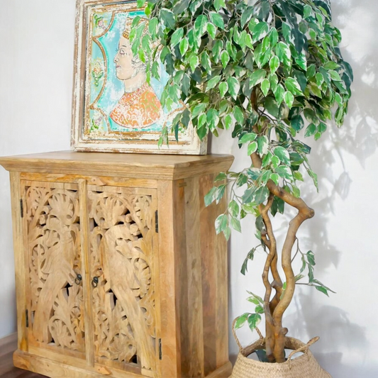 Natural Two Door Carving Solid Wood