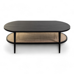 Black Oval Coffee Table/Rattan Coffee Table/Oval Top & Rattan self Coffee Table