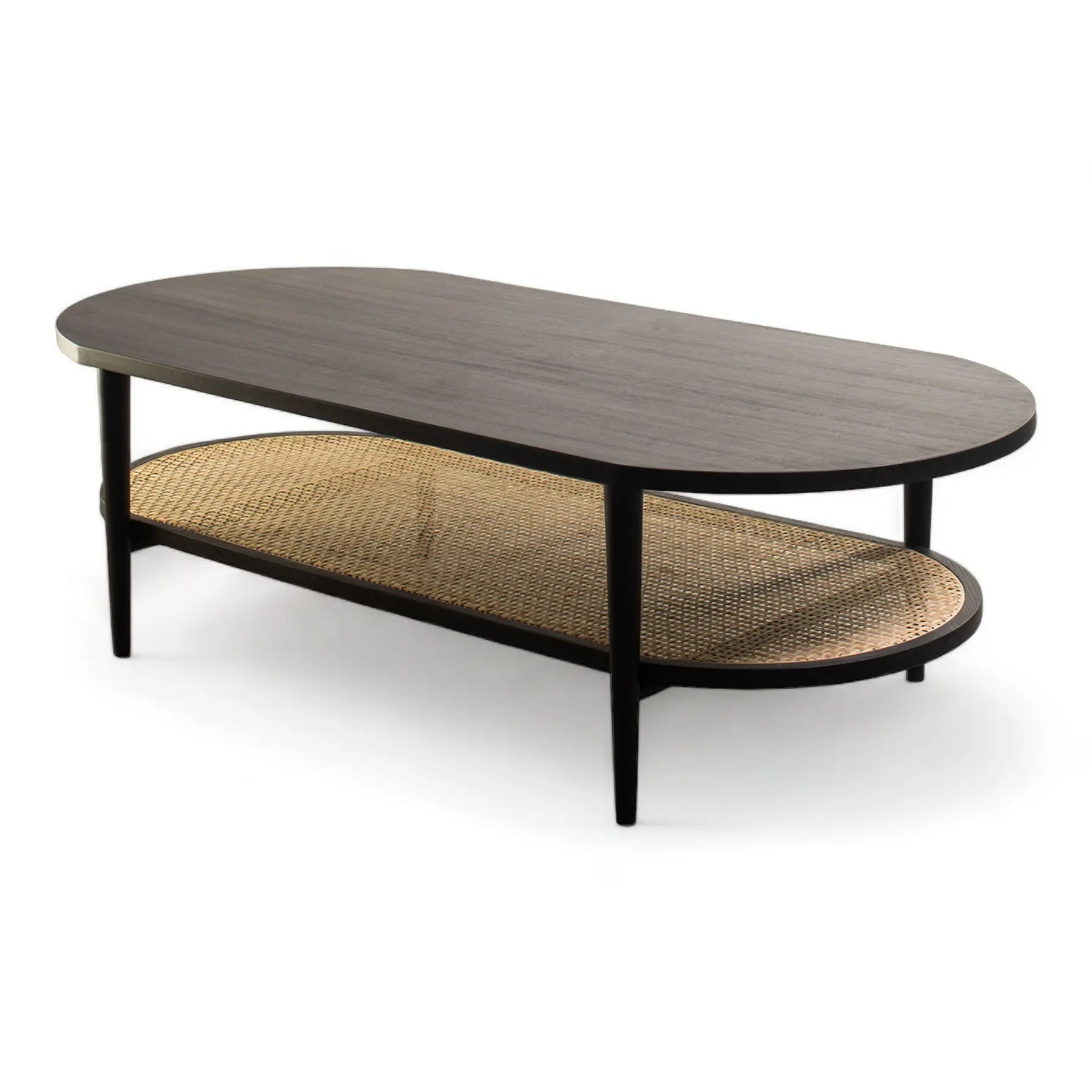 Black Oval Coffee Table/Rattan Coffee Table/Oval Top & Rattan self Coffee Table coffee table  airy design jlhomedecor2021.myshopify.com