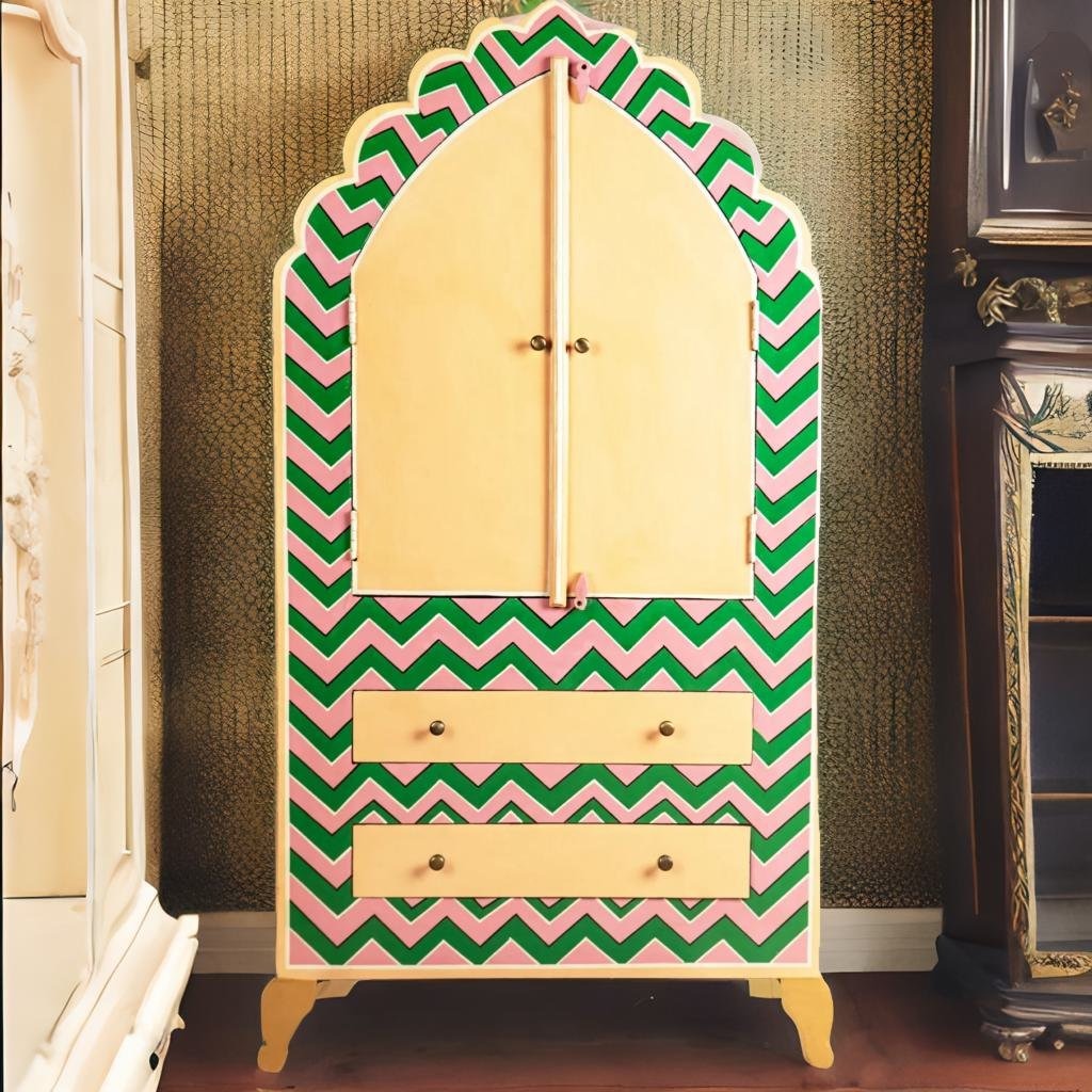 Jaipur Style Hand Painted Mango Wood Cabinet / SideBoard Table, Home Decor Table,Bedroom Table, Side Table By J.L.HOME DECOR - J.L.HOME DECOR