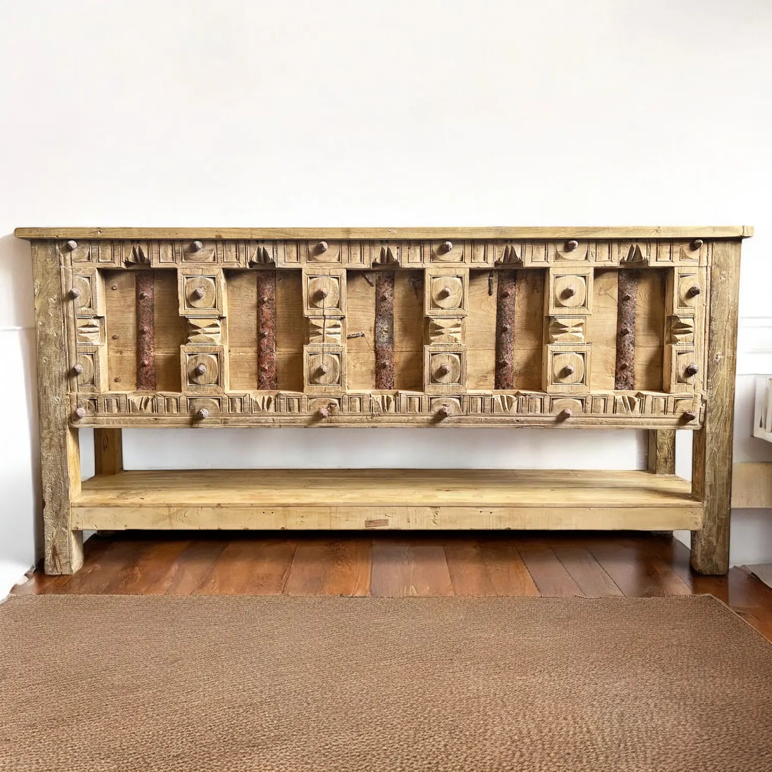 Old Wooden White Rustic Console Table Console Table  Antique Distressed Console jlhomedecor2021.myshopify.com