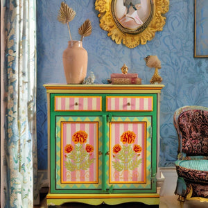 Marigold Hand Painted Mango Wood Cabinet/ SideBoard Table, Home Decor Table,Bedroom Table, Side Table By J.L.HOME DECOR - J.L.HOME DECOR
