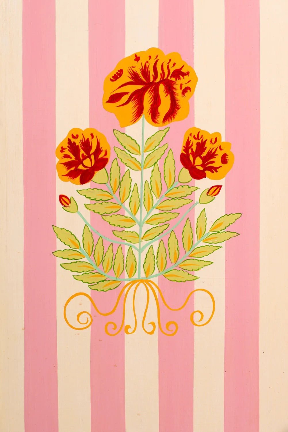 Marigold Hand Painted Mango Wood Cabinet/ SideBoard Table, Home Decor Table,Bedroom Table, Side Table By J.L.HOME DECOR - J.L.HOME DECOR