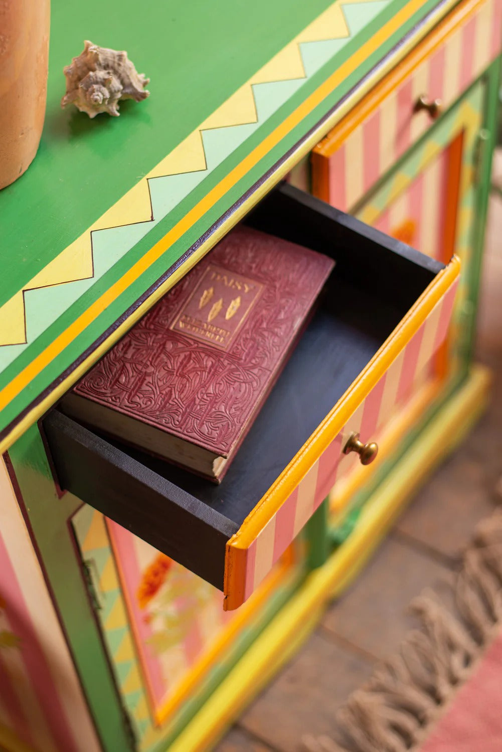 Marigold Hand Painted Mango Wood Cabinet/ SideBoard Table, Home Decor Table,Bedroom Table, Side Table By J.L.HOME DECOR - J.L.HOME DECOR