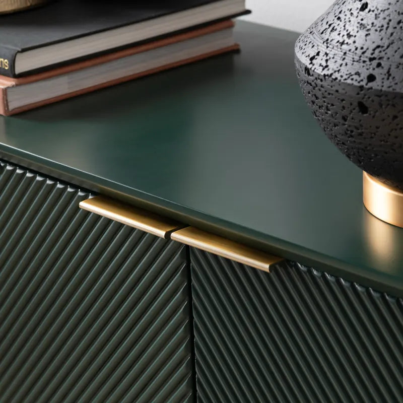 painted green geometric doors