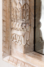 Indian Style Double Wall Mirror Jharokha Hand Carved Wall Mirror in Solid Hard Wood | Vinatge | Rustic | Living Room Antique Wall Decor