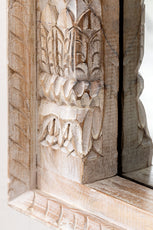 Indian Style Double Wall Mirror Jharokha Hand Carved Wall Mirror in Solid Hard Wood | Vinatge | Rustic | Living Room Antique Wall Decor