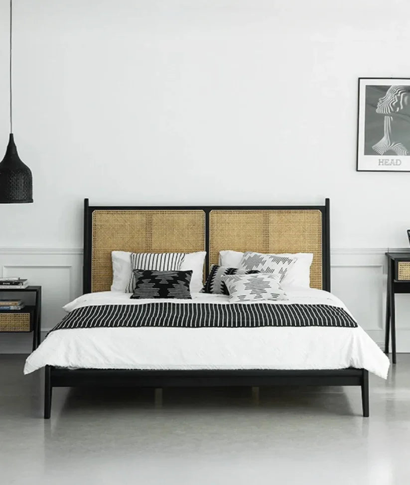 rattan headboard bed