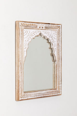 Handmade Indian Style Jharokha Hand Carved Wall Mirror in Solid Hard Wood | Vinatge | Rustic | Living Room Antique Wall Decor