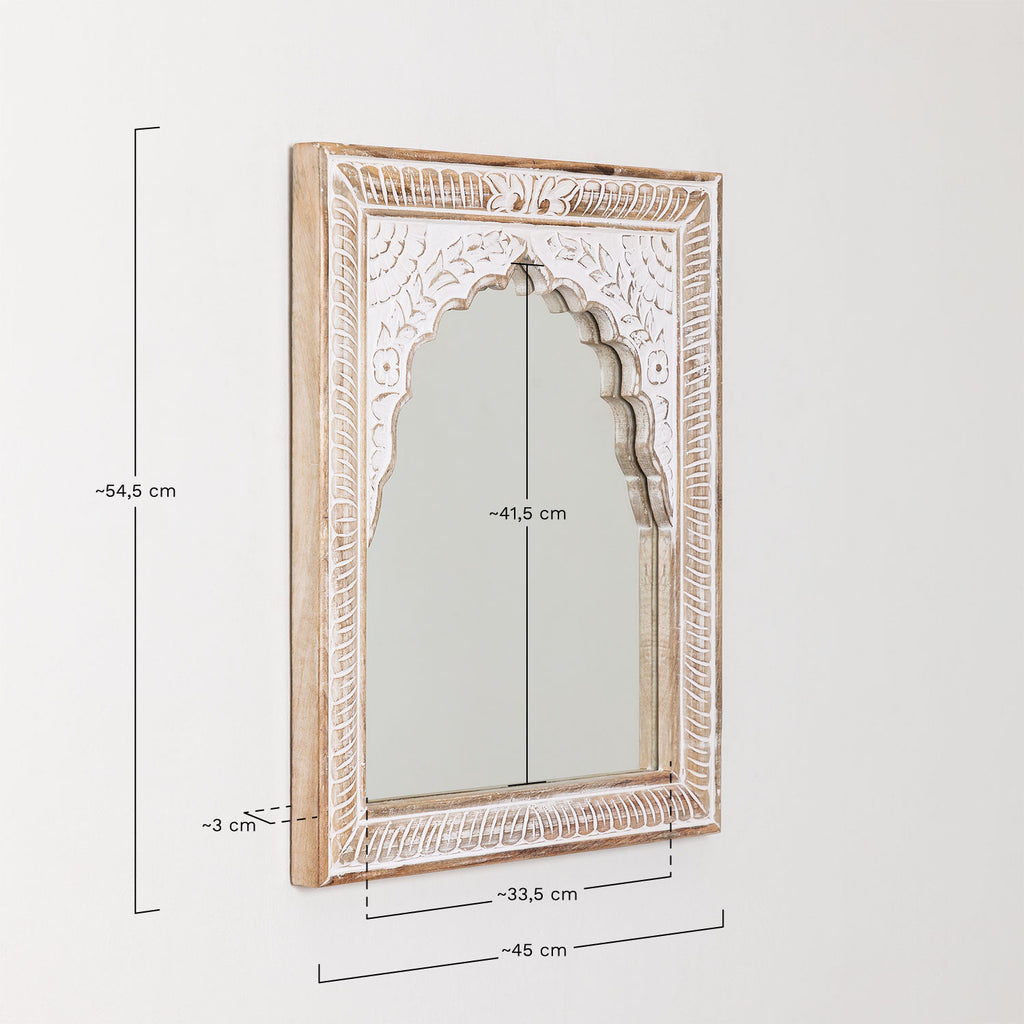 Handmade Indian Style Jharokha Hand Carved Wall Mirror in Solid Hard Wood | Vinatge | Rustic | Living Room Antique Wall Decor