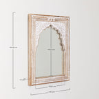 Handmade Indian Style Jharokha Hand Carved Wall Mirror in Solid Hard Wood | Vinatge | Rustic | Living Room Antique Wall Decor
