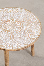Handmade Nature's Elegance: Handcrafted Round Mango Wood Side Table - A Timeless Accent for Your Home