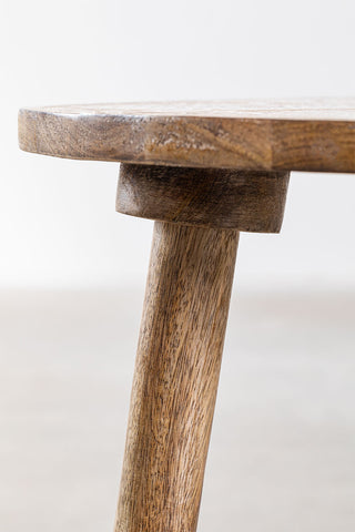 Handmade Nature's Elegance: Handcrafted Round Mango Wood Side Table - A Timeless Accent for Your Home
