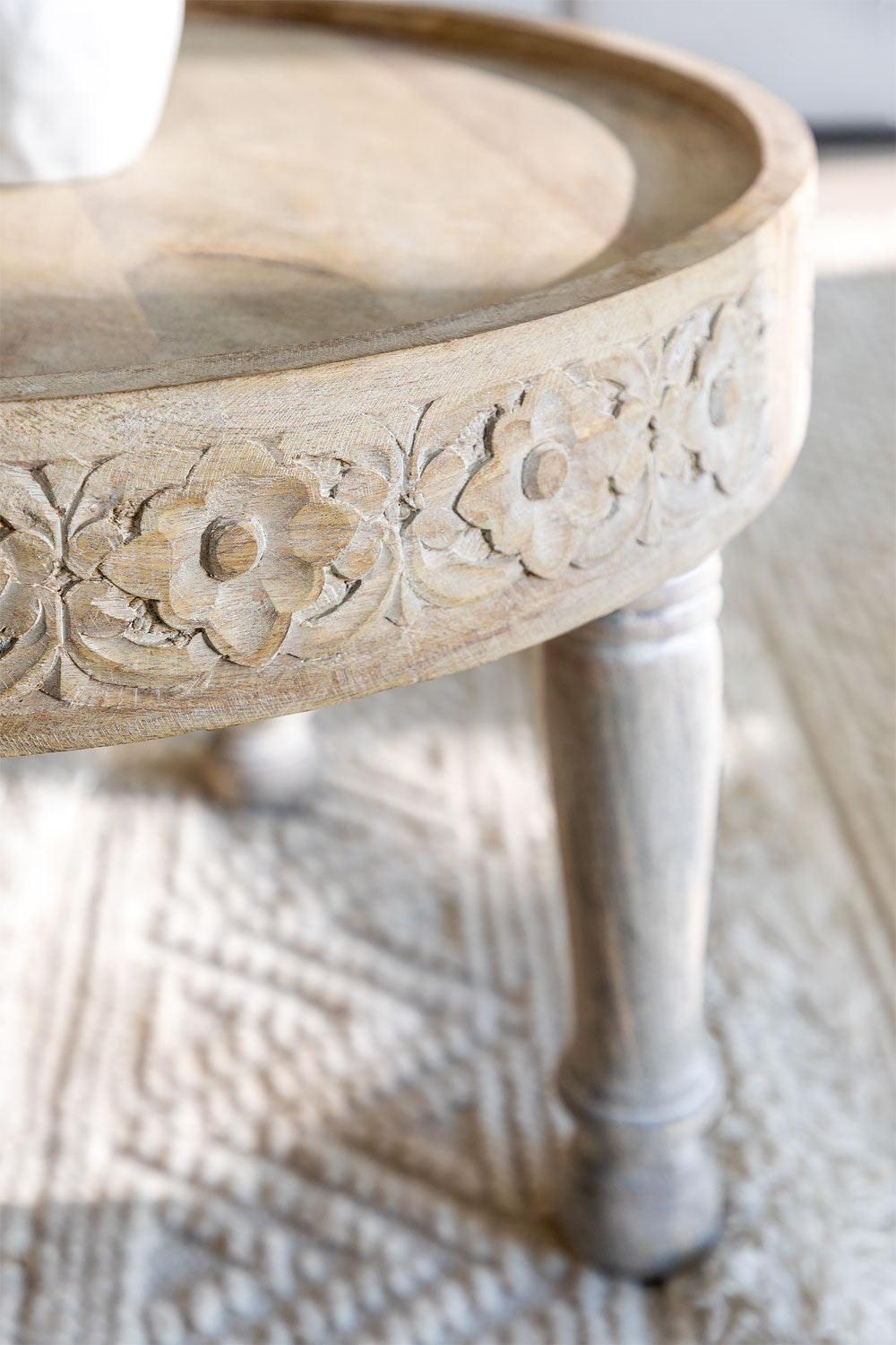 Handmade Nature's Elegance: Handcrafted Round Mango Wood Side Table / Centre Table - A Timeless Accent for Your Home