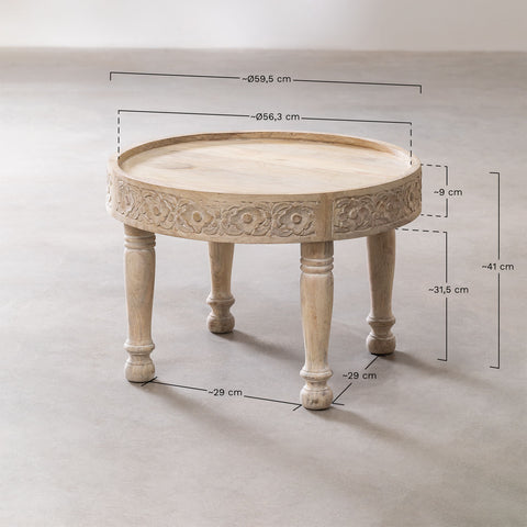 Handmade Nature's Elegance: Handcrafted Round Mango Wood Side Table / Centre Table - A Timeless Accent for Your Home