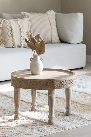 Handmade Nature's Elegance: Handcrafted Round Mango Wood Side Table / Centre Table - A Timeless Accent for Your Home