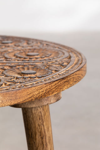 Handmade Nature's Elegance: Handcrafted Round Mango Wood Side Table - A Timeless Accent for Your Home
