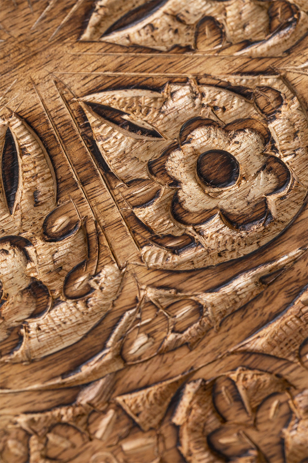 Handmade Nature's Elegance: Handcrafted Round Mango Wood Side Table (40 cm) - A Timeless Accent for Your Home