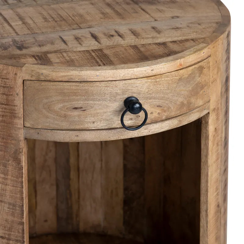 rounded barrel end table
