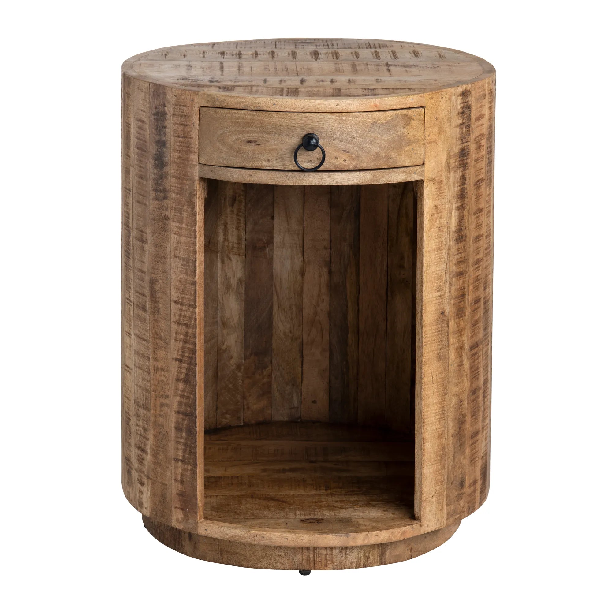 rounded rustic accent table
