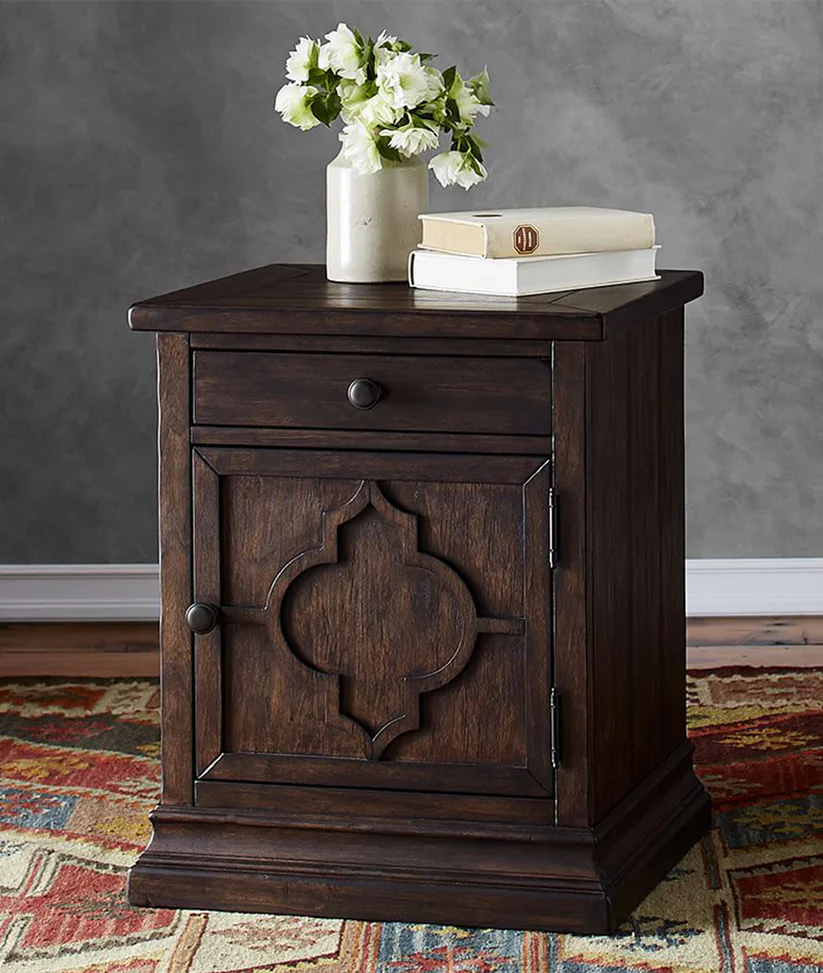 rustic mango wood bedside table