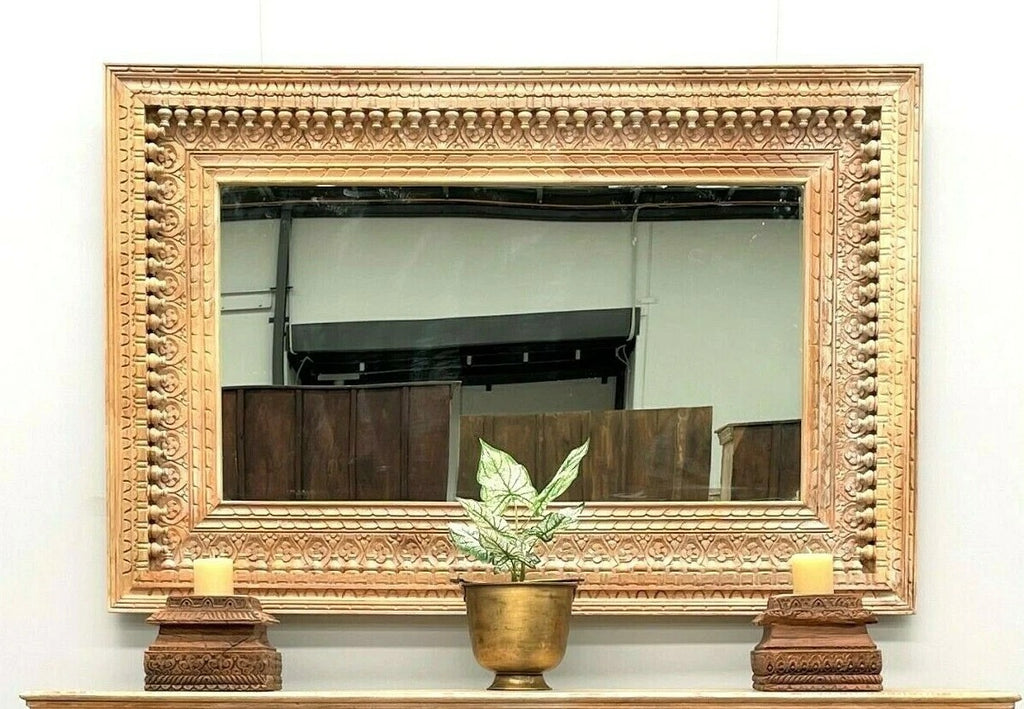 Elegance Revived Horizontal Mirror Antique Wooden Frame | Wall Decor Elegance