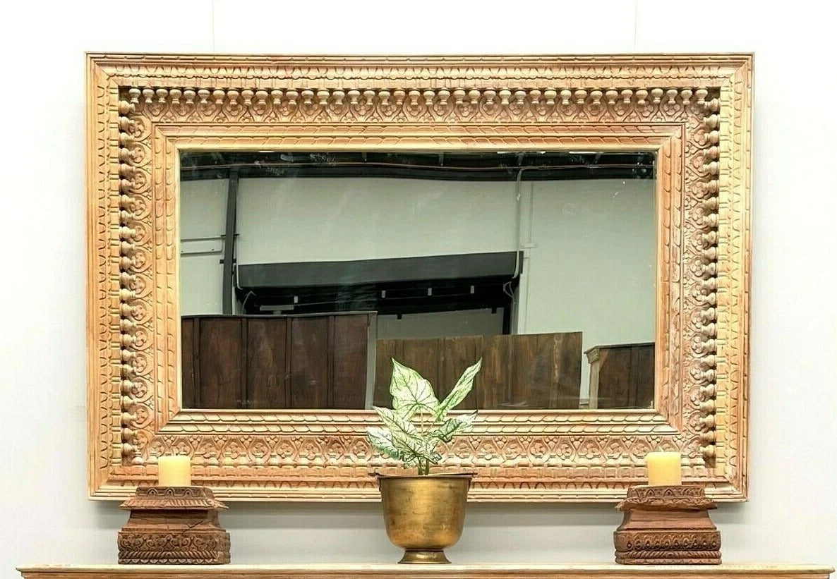 Elegance Revived Horizontal Mirror Antique Wooden Frame | Wall Decor Elegance