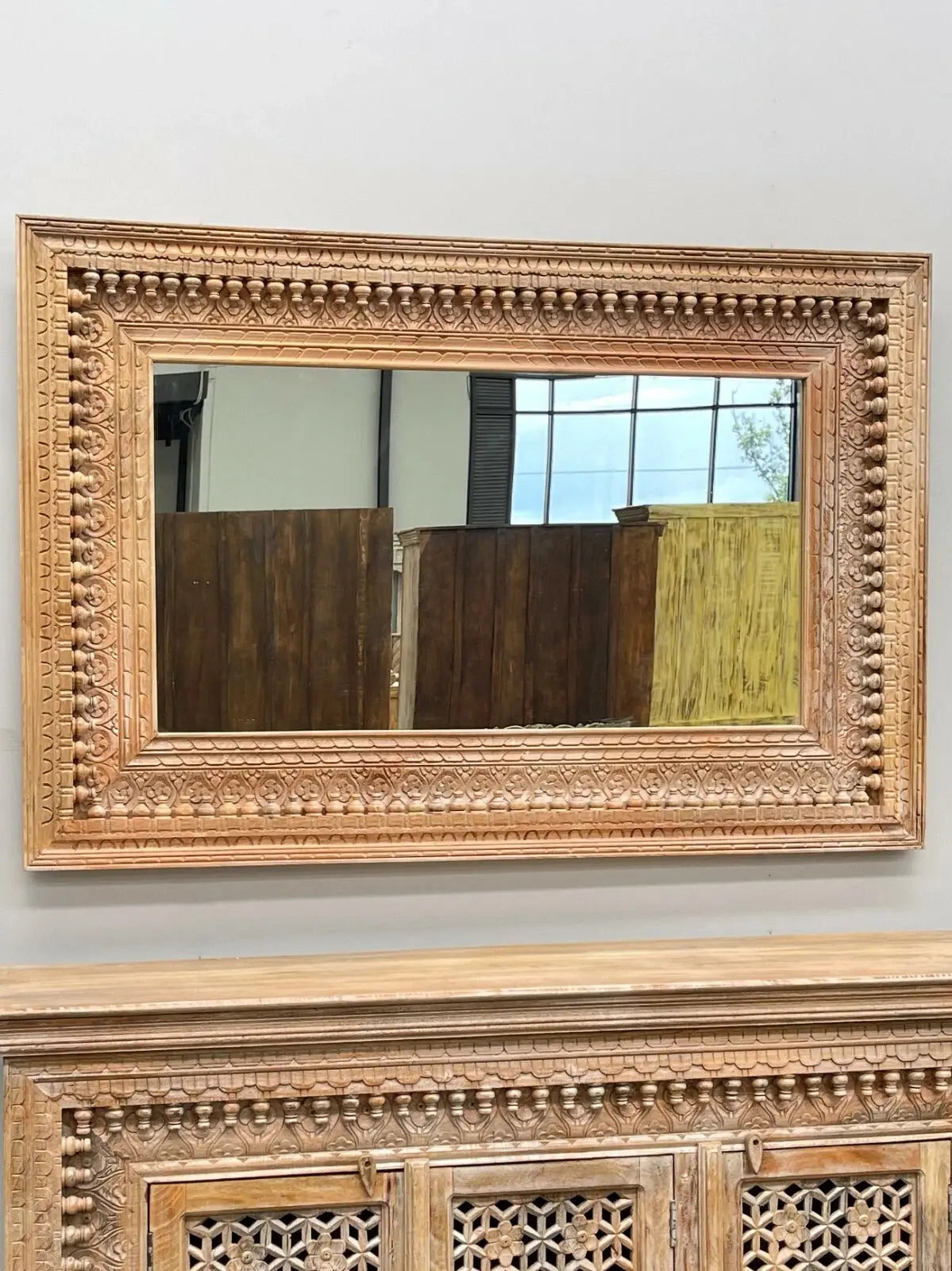 Elegance Revived Horizontal Mirror Antique Wooden Frame | Wall Decor Elegance Mirror  bespoke bathroom mirror frame designs jlhomedecor2021.myshopify.com