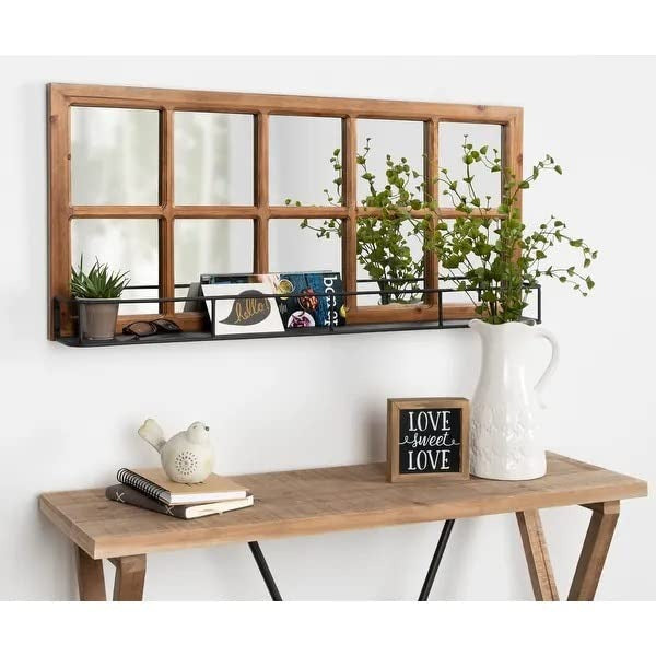 Wooden Mirror With Metal Shelf | 100x45cm - J.L.HOME DECOR