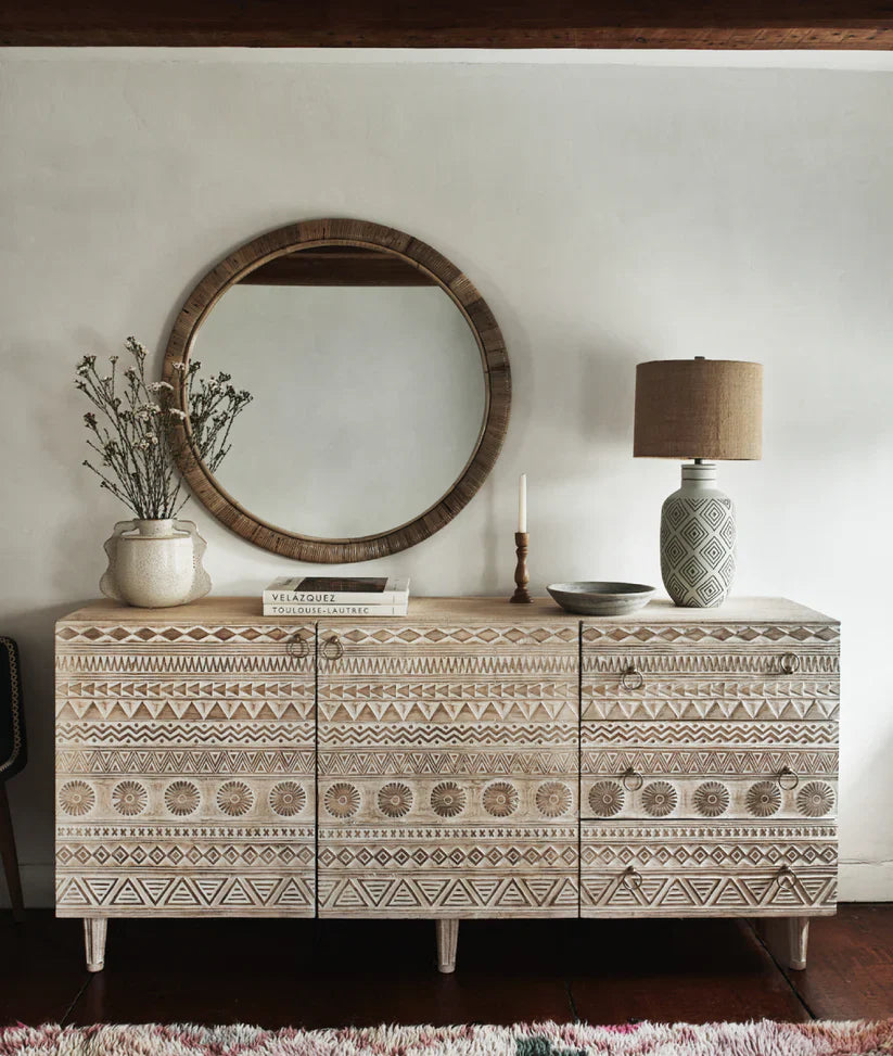 sideboard mango wood distress white