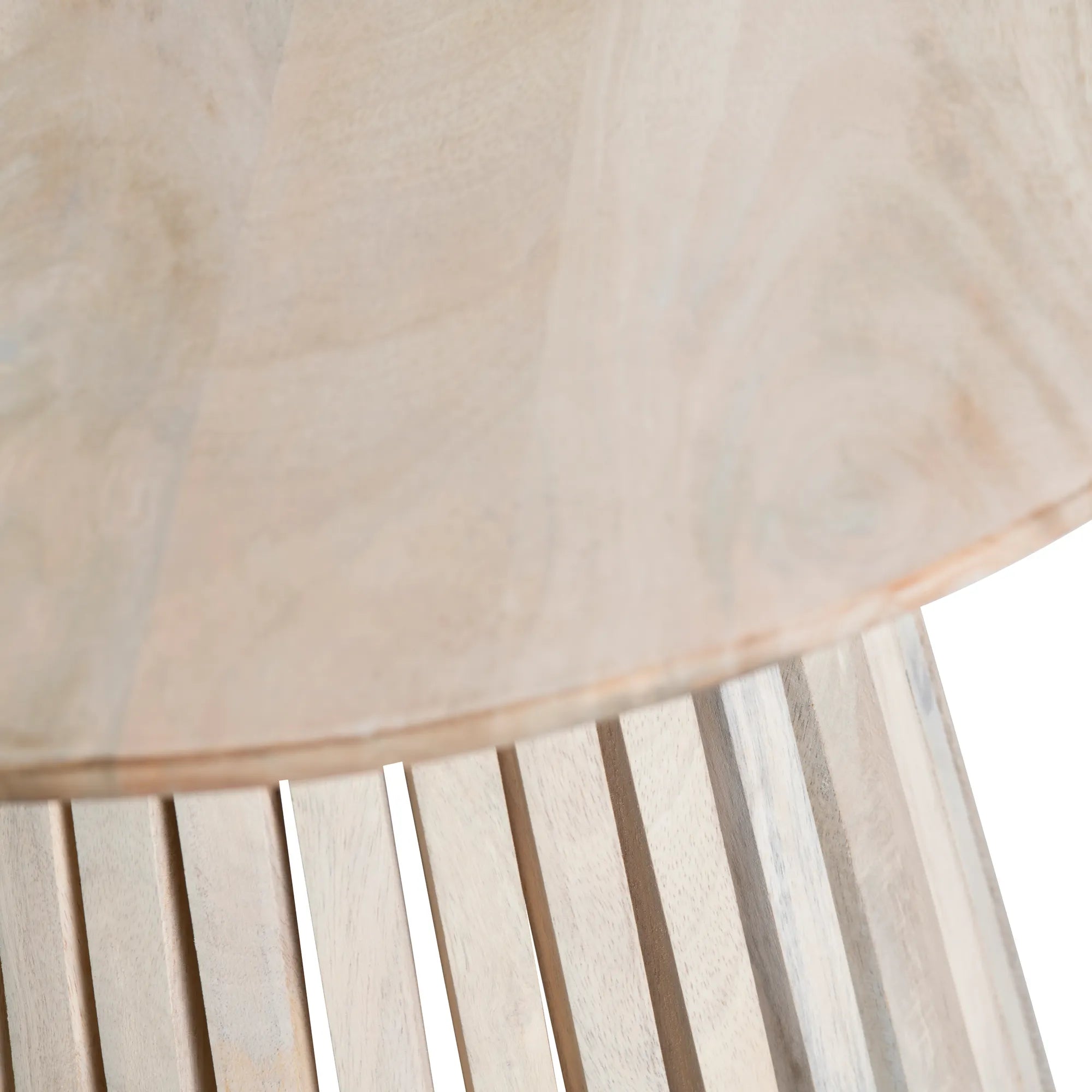 slatted mango wood side table