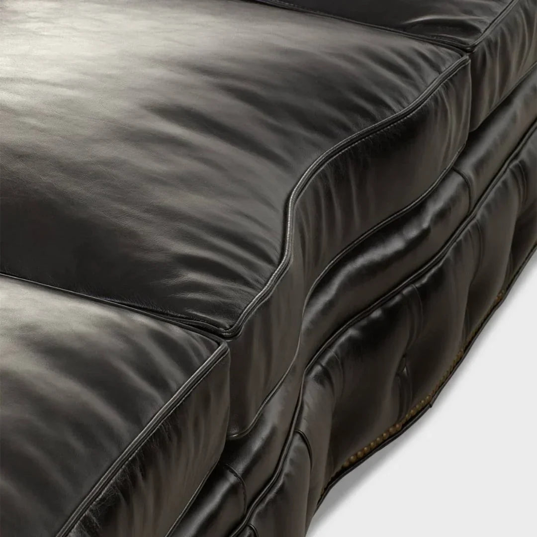 Bristol Noir Luxe Leather 3-Seater Sofa – Handcrafted Comfort by J.L.HOME DECOR