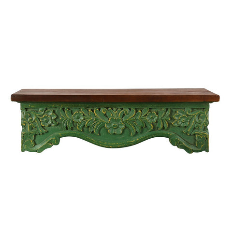 Hand Carved Green Wall Shelf