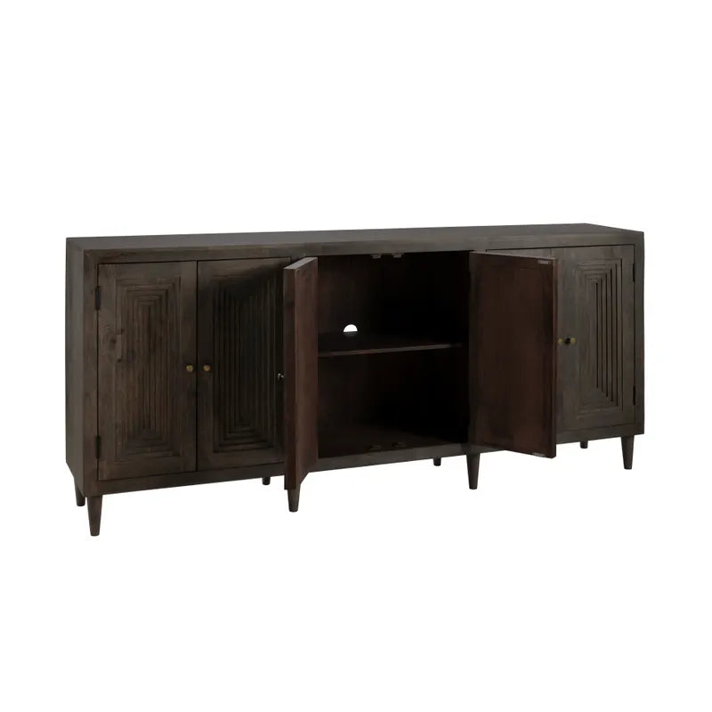 stained dining storage cabinet
