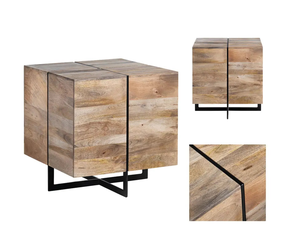 stained mango wood end table