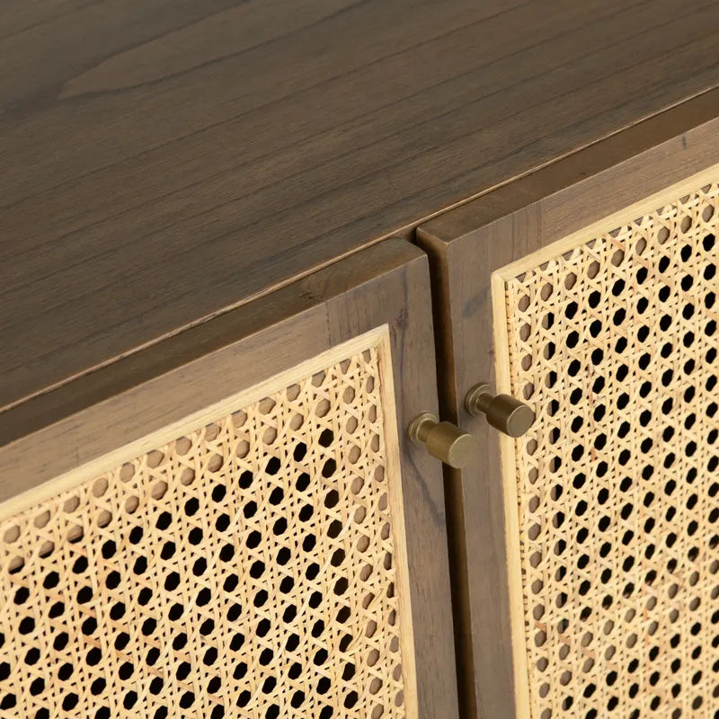 stained tropical media cabinet