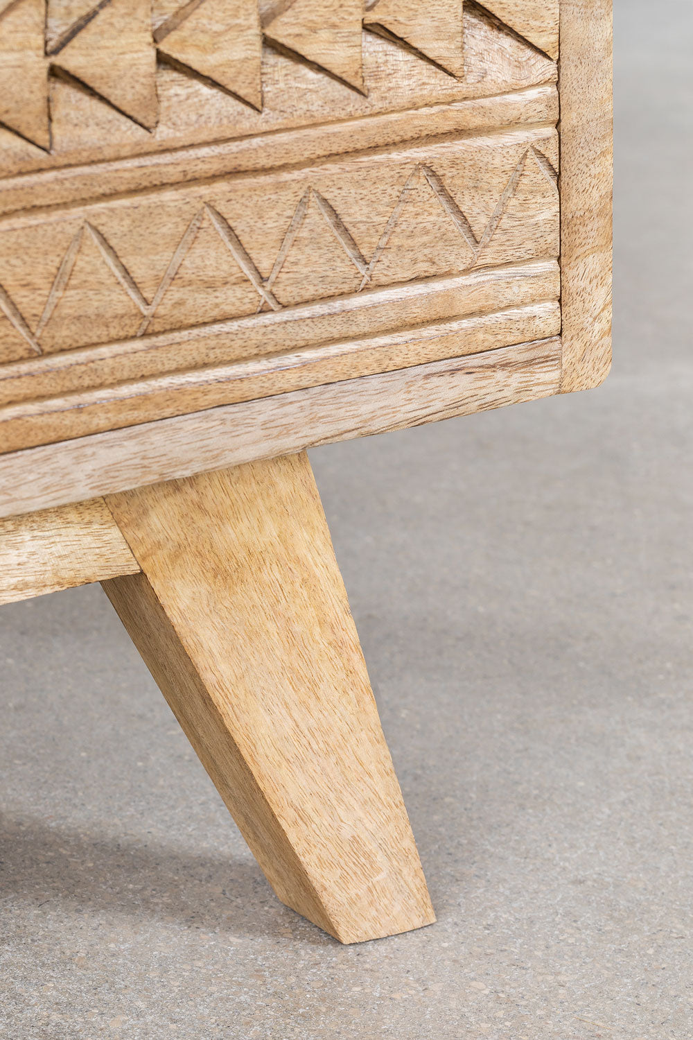 Handmade Indian Handcarved Stylish and Functional Mango Wood Bedside Table with Drawers: Perfect Addition to Your Bedroom