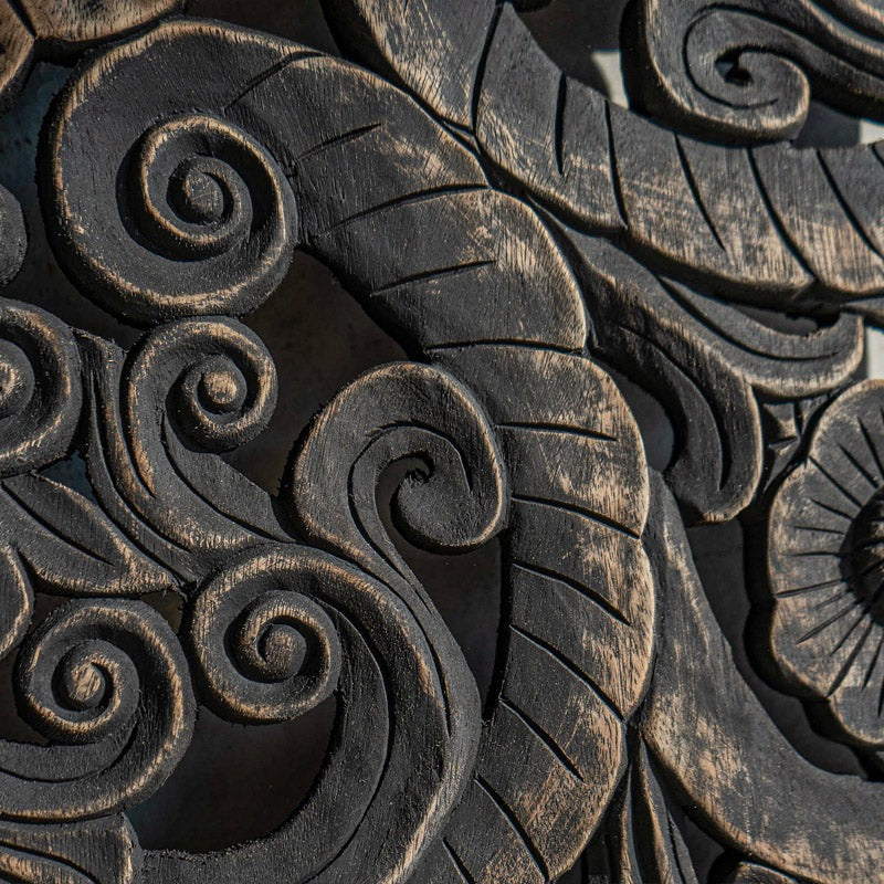 Handcrafted Wooden Mandala Wall Panel | 203x168 cm Mango Wood Bed Headboard | Carved Wood Wall Art for Bedroom & Living Room