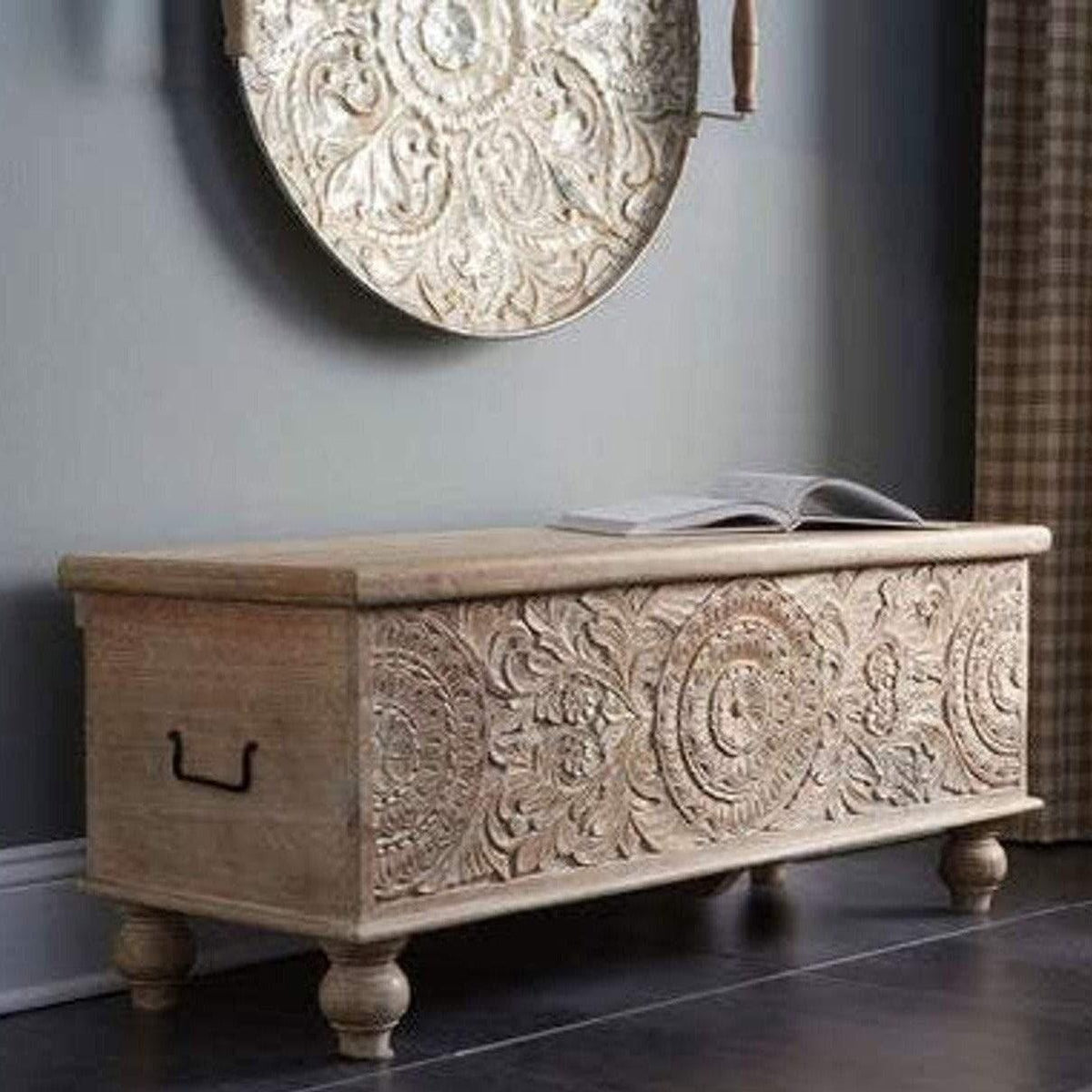 Hand Carved Solid Wood Chest