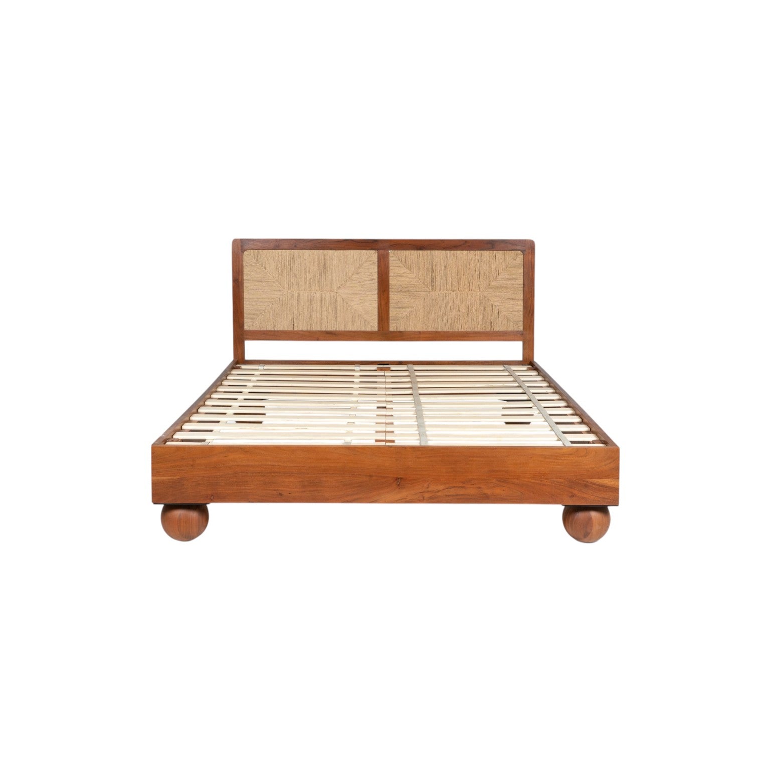 Thread Loom Queen Bed | Handcrafted Acacia Wood Bed with Thread-Woven Headboard | J.L.HOME DECOR