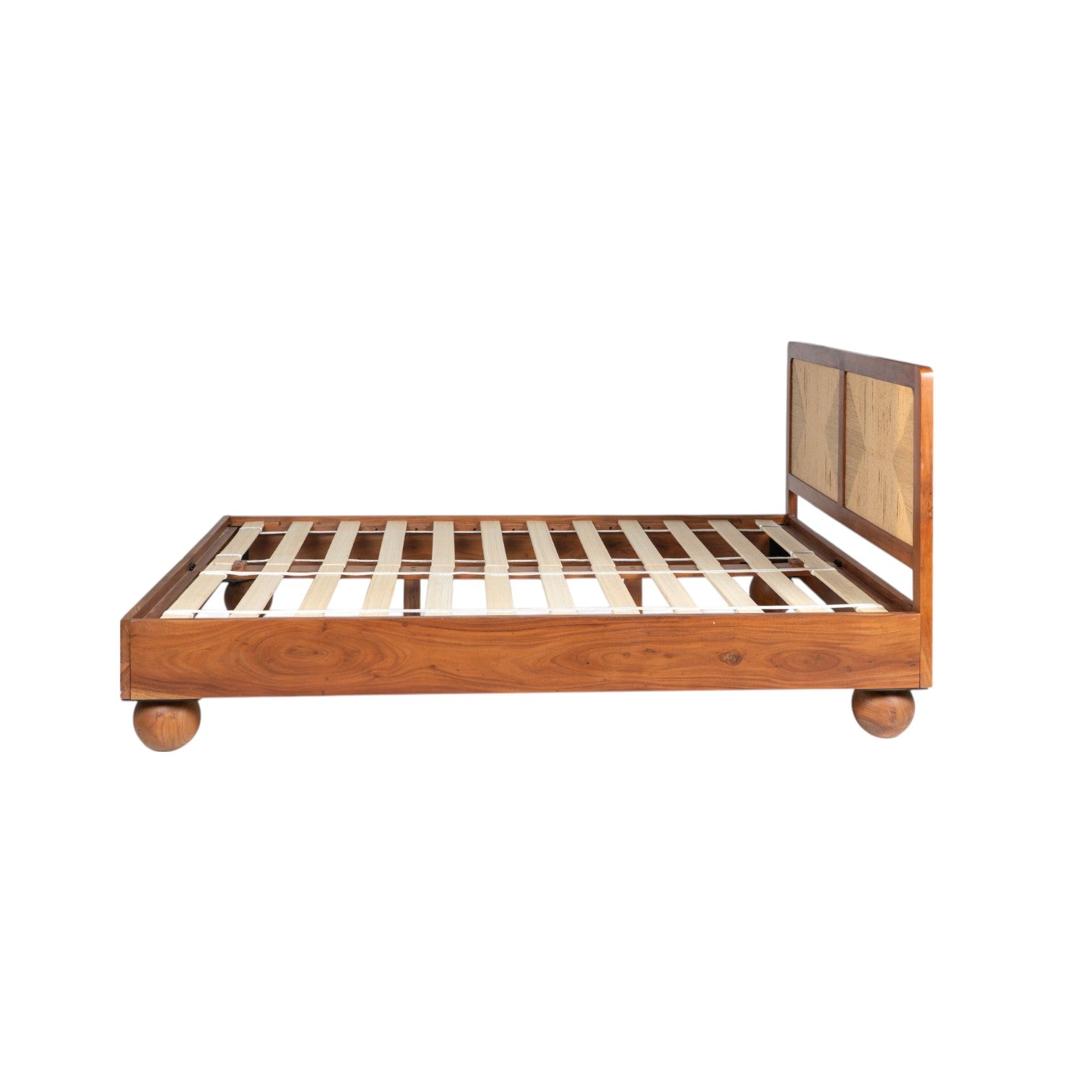 Thread Loom Queen Bed | Handcrafted Acacia Wood Bed with Thread-Woven Headboard | J.L.HOME DECOR