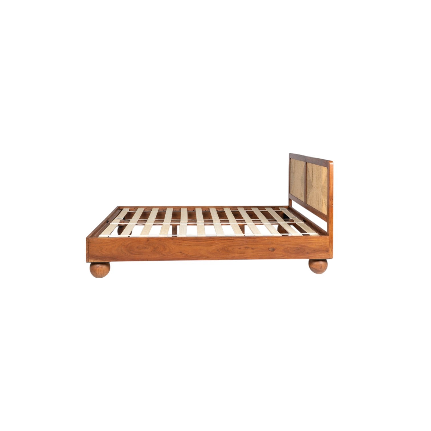 Thread Loom Queen Bed | Handcrafted Acacia Wood Bed with Thread-Woven Headboard | J.L.HOME DECOR